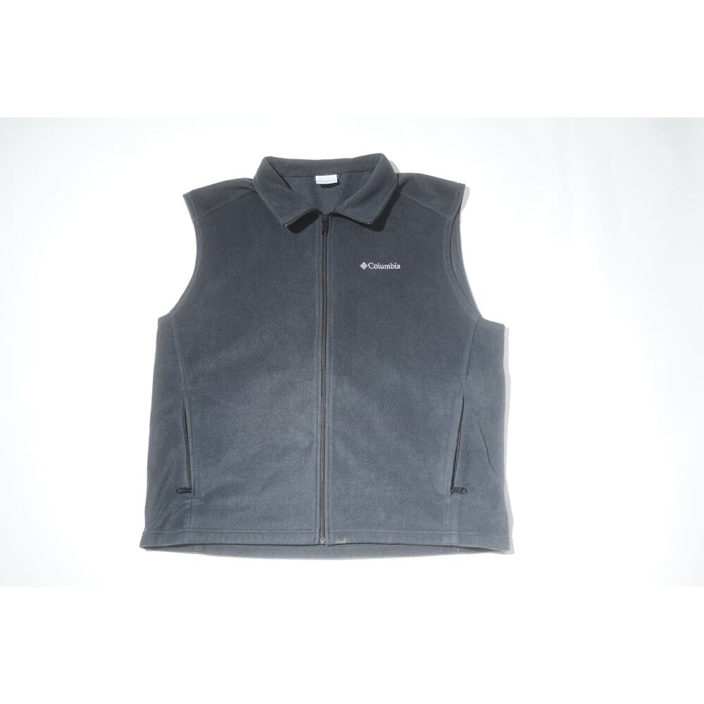 Columbia Mens Fleece Vest Charcoal Gray Full Zip Sleeveless Jacket XL RN69724